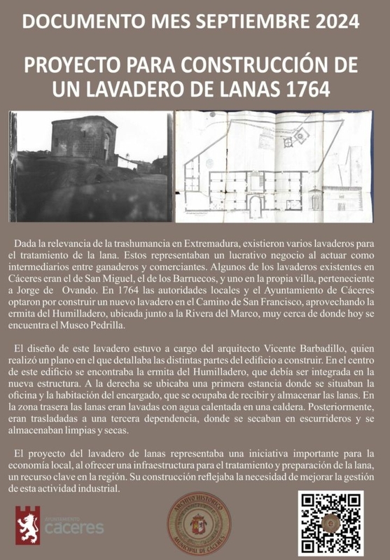 La concejalía de Cultura expone, dentro del programa ‘Documentos del mes’, el proyecto para la construcción de un lavadero de lanas en 1764