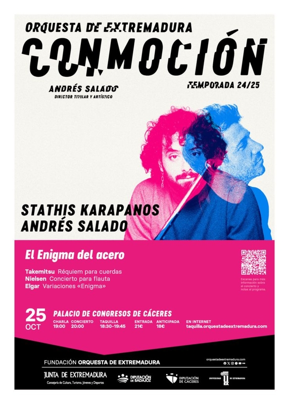 La Orquesta de Extremadura presenta en Cáceres al flautista Stathis Karapanos como solista invitado en su concierto de este viernes