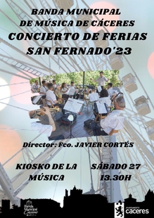 La Banda de Música Municipal ofrece un concierto el sábado 27 en el Kiosko de la Música con motivo de las Ferias y Fiestas de San Fernando