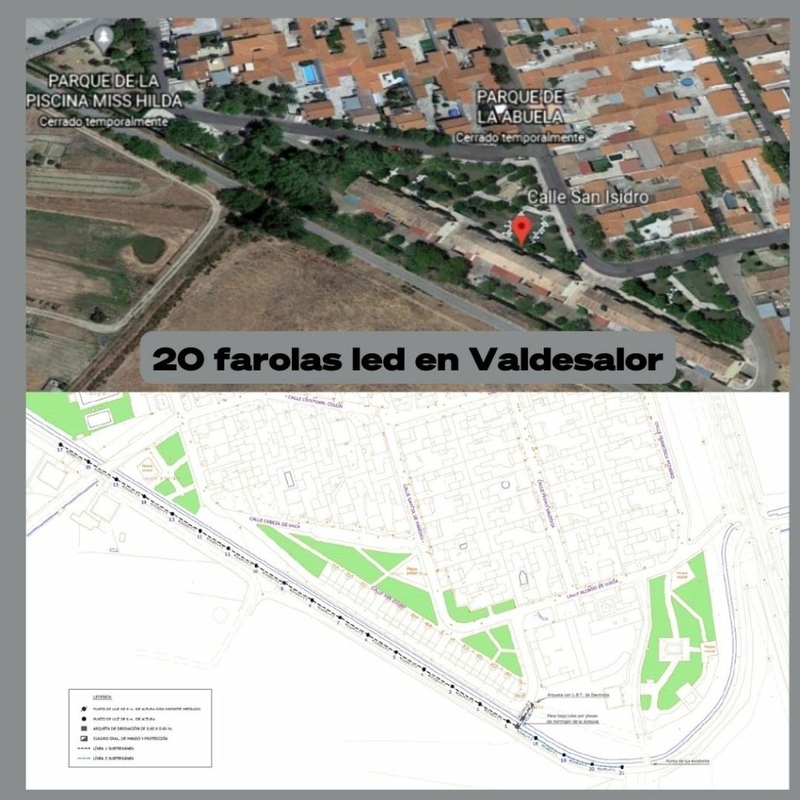 El Ayuntamiento de Cáceres licita la instalación de 20 nuevas farolas led en Valdesalor