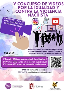 Abierto el plazo para participar en el V Concurso de Videos por la Igualdad y Contra la Violencia Machista