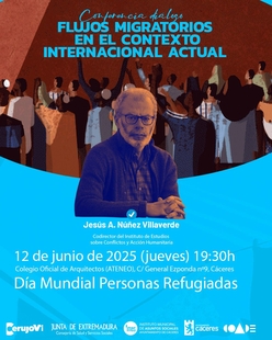 El Ayuntamiento de Cáceres organiza una conferencia de Jesús A. Núñez Villaverde con motivo del Día del Refugiado