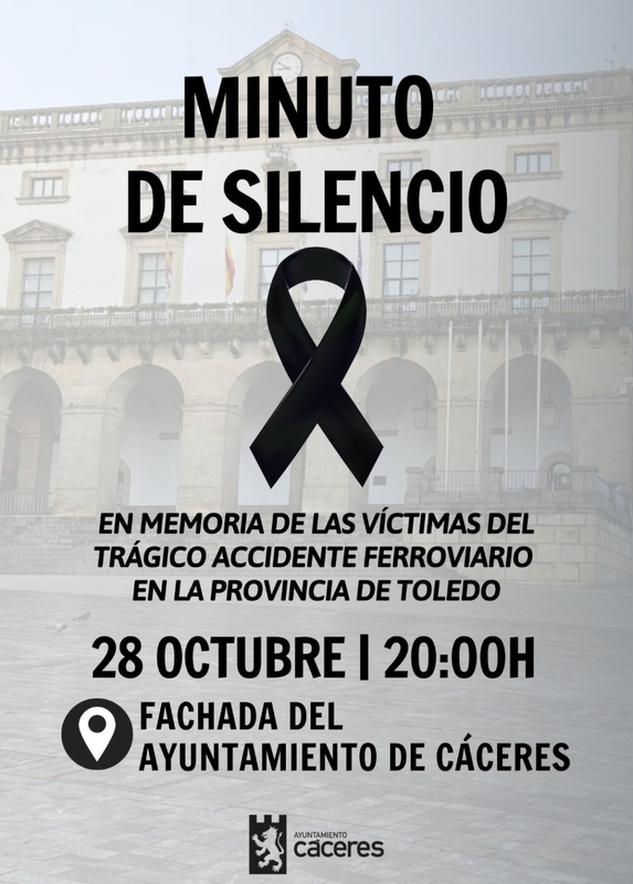 El alcalde traslada, en nombre de toda la ciudadanía cacereña, las condolencias a los familiares de las víctimas del accidente ferroviario